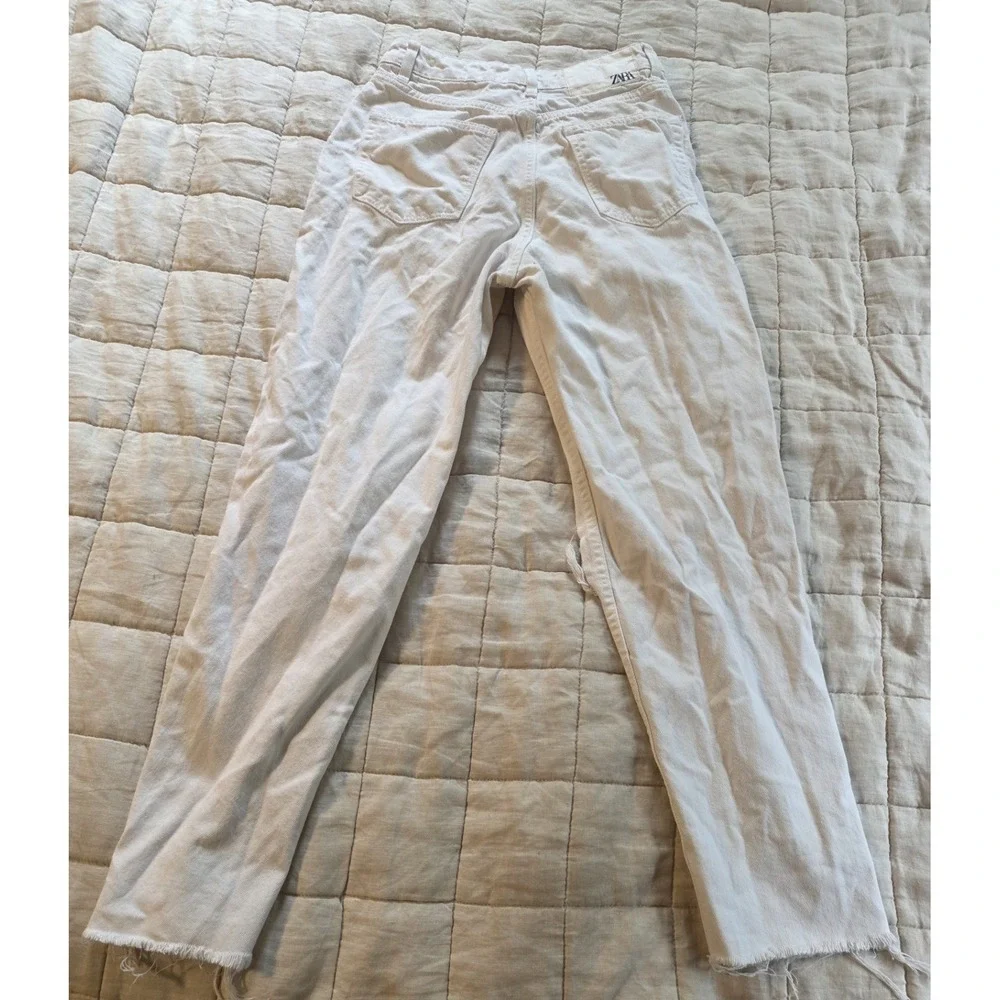 Zara jeans women's size 4 white ripped‎ holes distressed